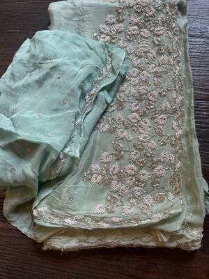 Pure Chinnon Sarees With Pearl Work (21)
