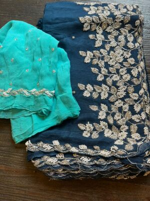 Pure Chinnon Sarees With Pearl Work (23)