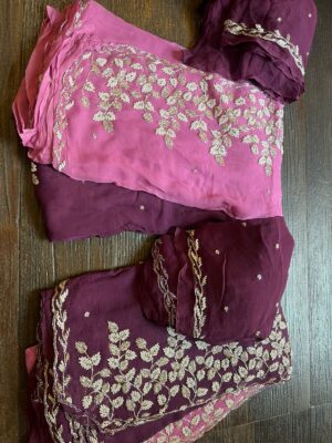 Pure Chinnon Sarees With Pearl Work (25)