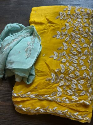 Pure Chinnon Sarees With Pearl Work (26)