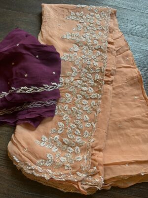 Pure Chinnon Sarees With Pearl Work (29)