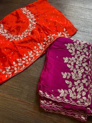 Pure Chinnon Sarees With Pearl Work (3)