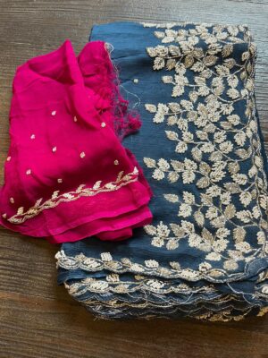 Pure Chinnon Sarees With Pearl Work (30)