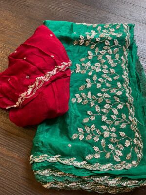 Pure Chinnon Sarees With Pearl Work (32)