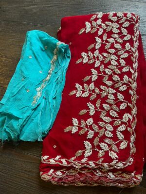 Pure Chinnon Sarees With Pearl Work (33)