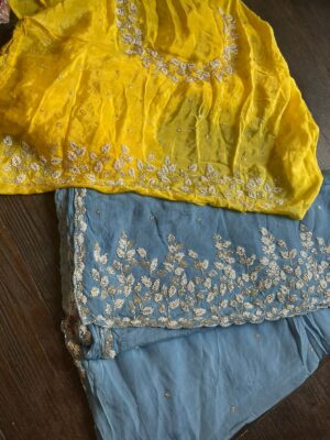 Pure Chinnon Sarees With Pearl Work (4)
