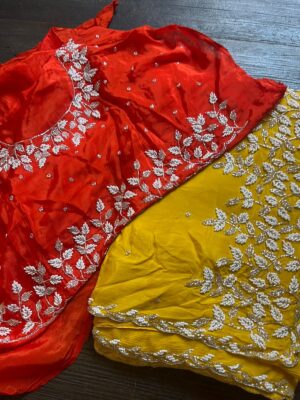 Pure Chinnon Sarees With Pearl Work (8)