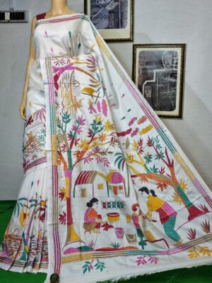 Soft Art Silk Kantha Work Sarees (9)