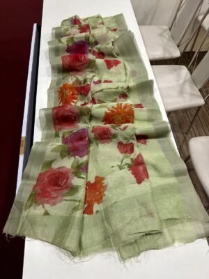 Fancy Linen Sarees With Floral P[rint (11)