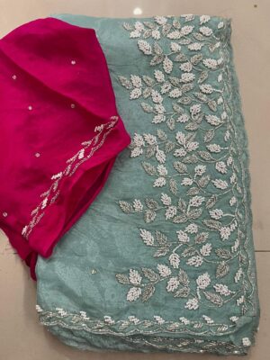 Exclusive Party Wear Chinnon Sarees (1)
