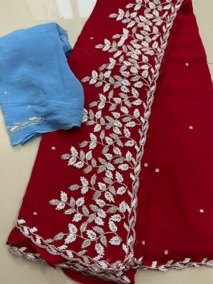 Exclusive Party Wear Chinnon Sarees (10)