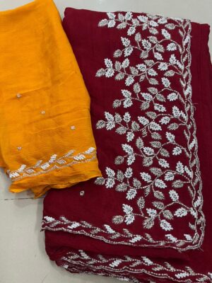 Exclusive Party Wear Chinnon Sarees (14)