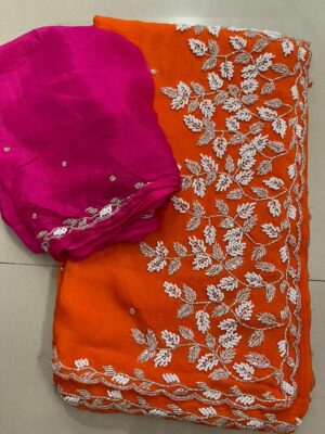 Exclusive Party Wear Chinnon Sarees (2)