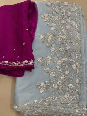Exclusive Party Wear Chinnon Sarees (20)