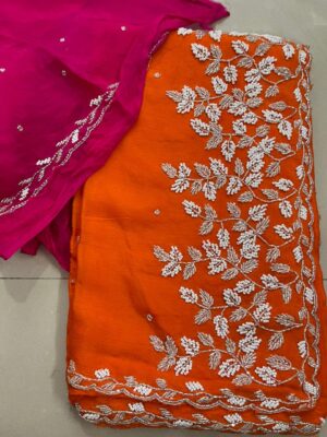 Exclusive Party Wear Chinnon Sarees (3)