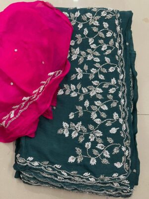 Exclusive Party Wear Chinnon Sarees (39)