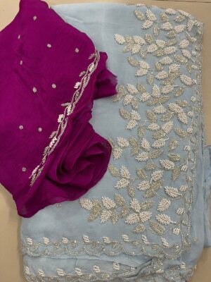 Exclusive Party Wear Chinnon Sarees (45)