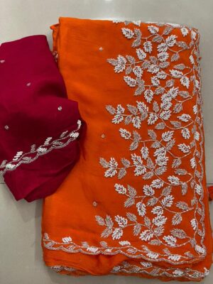 Exclusive Party Wear Chinnon Sarees (58)