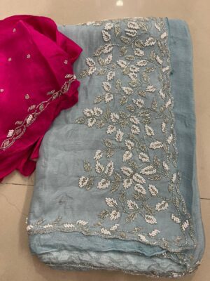 Exclusive Party Wear Chinnon Sarees (6)