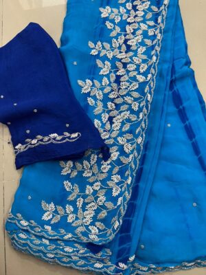 Exclusive Party Wear Chinnon Sarees (8)