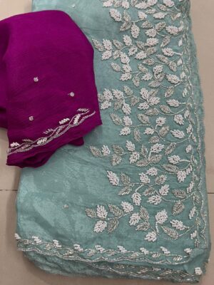 Exclusive Party Wear Chinnon Sarees (9)