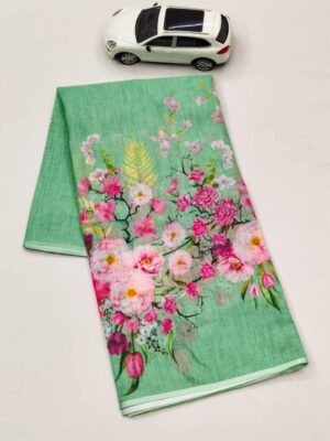 Fancy Linen Floral Sarees With Price (1)