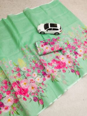 Fancy Linen Floral Sarees With Price (14)