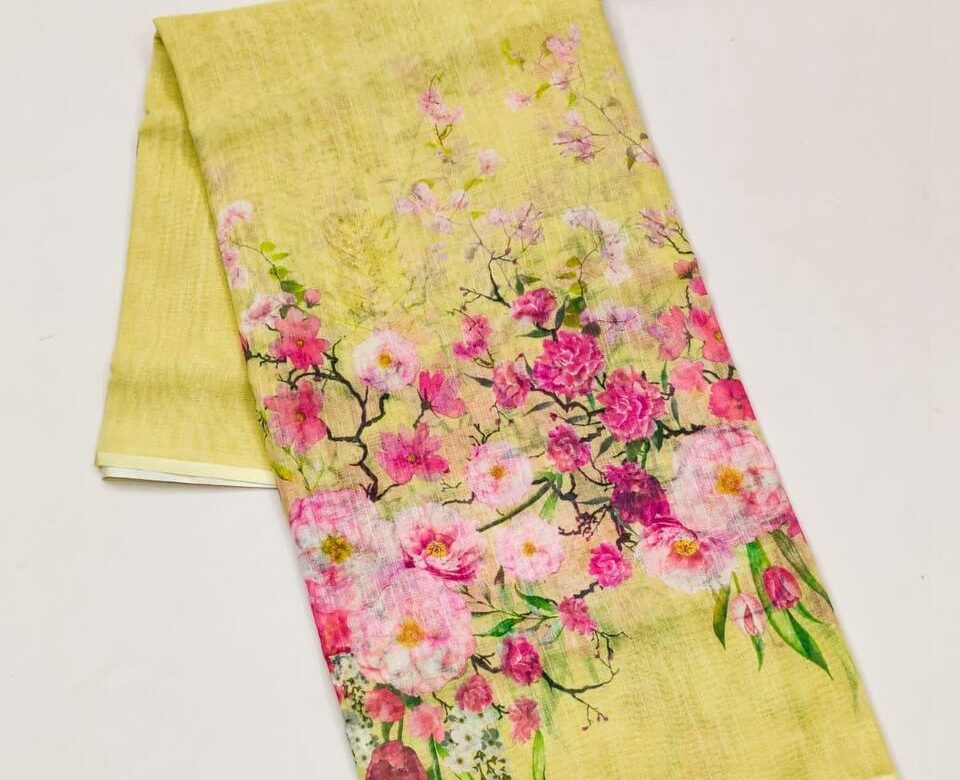 Fancy Linen Floral Sarees With Price (2)