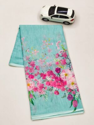 Fancy Linen Floral Sarees With Price (3)
