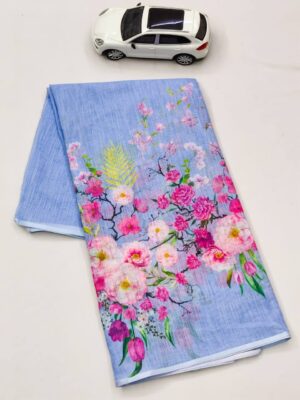 Fancy Linen Floral Sarees With Price (5)