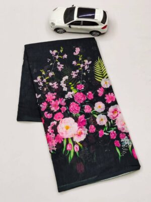 Fancy Linen Floral Sarees With Price (7)