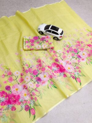 Fancy Linen Floral Sarees With Price (8)