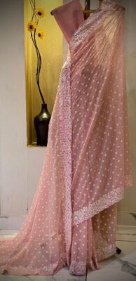 Georgette Sarees With Work With Blouse (2)