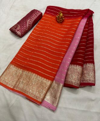 Georgette Viscose Sarees With Blouse (2)