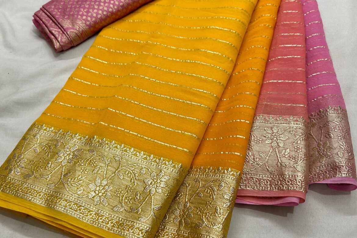 Georgette Viscose Sarees With Blouse (4)