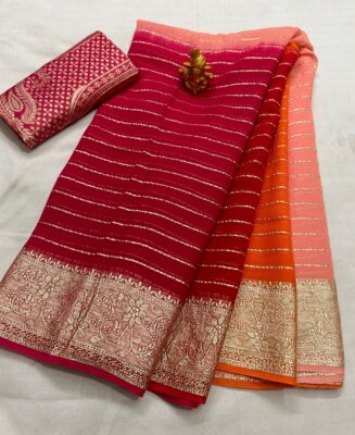 Georgette Viscose Sarees With Blouse (5)