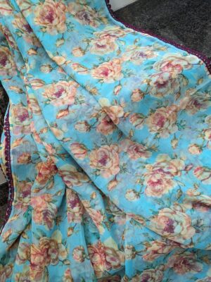 Light Weight Georgette Floral Sarees (7)