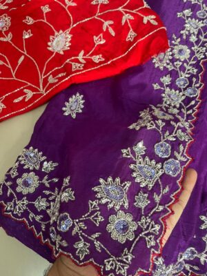 Pure Chinnon Handwork Sarees With Bouse (17)