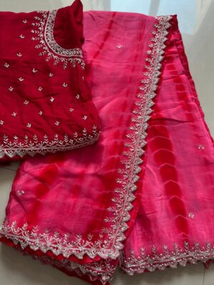 Pure Chinnon Sarees With Handwork (1)