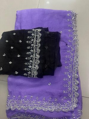Pure Chinnon Sarees With Handwork (14)