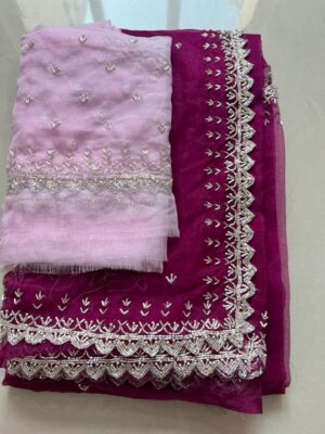 Pure Chinnon Sarees With Handwork (15)