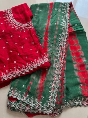 Pure Chinnon Sarees With Handwork (18)