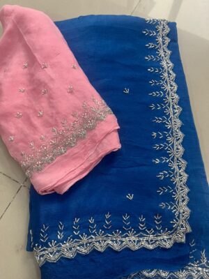 Pure Chinnon Sarees With Handwork (2)