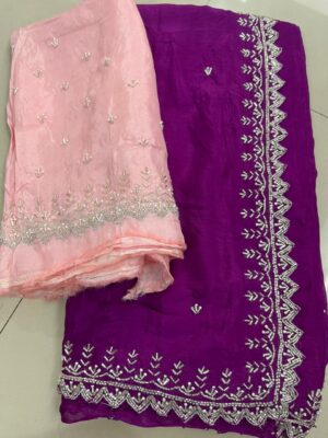 Pure Chinnon Sarees With Handwork (21)