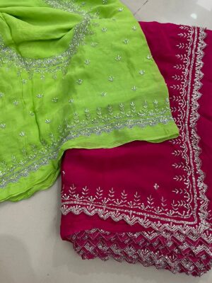 Pure Chinnon Sarees With Handwork (23)