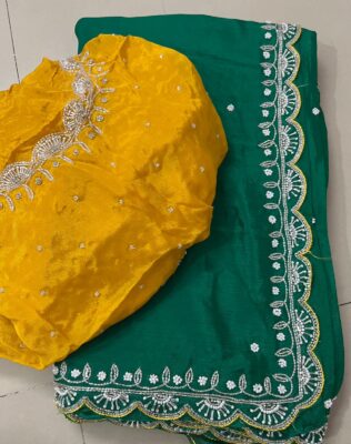 Pure Chinnon Sarees With Handwork (24)