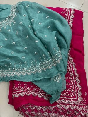 Pure Chinnon Sarees With Handwork (26)