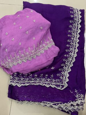 Pure Chinnon Sarees With Handwork (27)