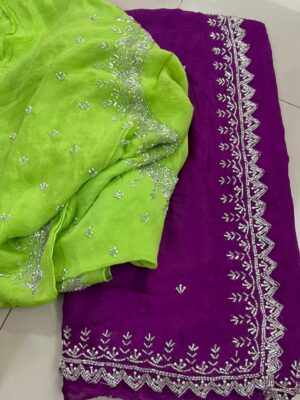 Pure Chinnon Sarees With Handwork (29)