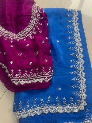 Pure Chinnon Sarees With Handwork (31)